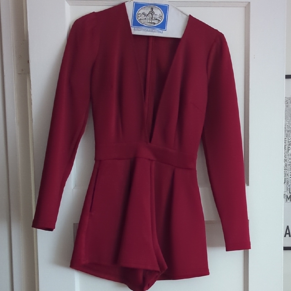 Lioness Deep Red Long Sleeve Romper